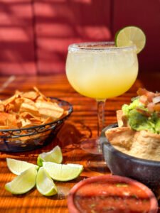 Margarita with chips and guacamole